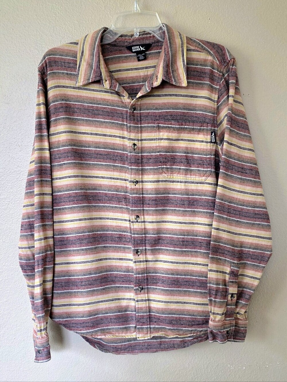 Eddie Bauer Men's Sparrow Bison Stripe Button Down Shirt - Size Medium